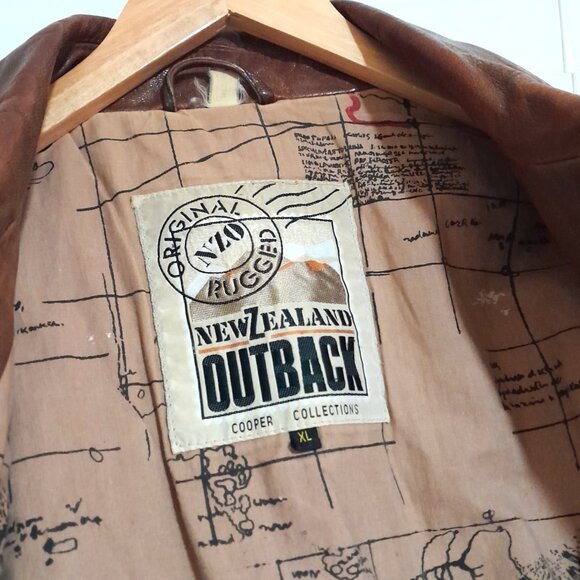Vintage Men's  Brown Leather Flight Jacket Rugged New Zealand Outback   XL - Picture 4 of 10